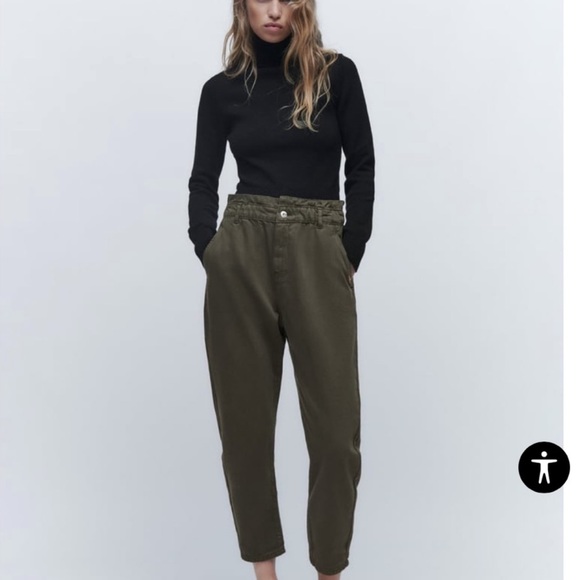 Zara Denim - Zara green paperbag jeans